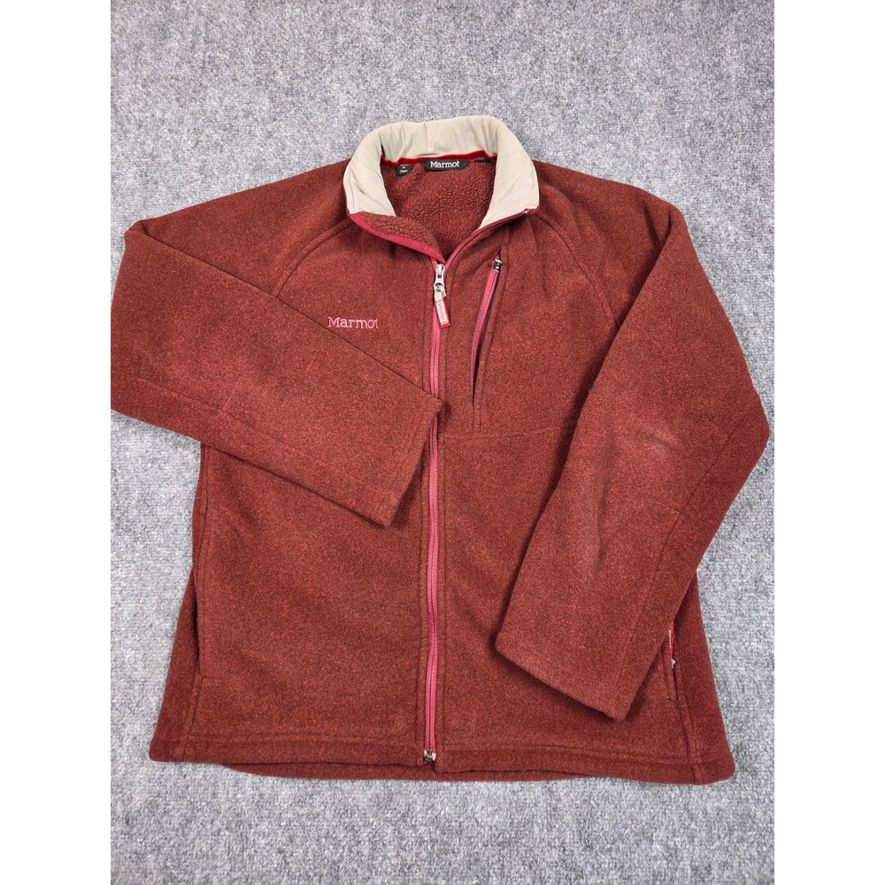 Marmot Fleece Jacket Womens Medium Red Full Zip Outdoor 18192-3-SR